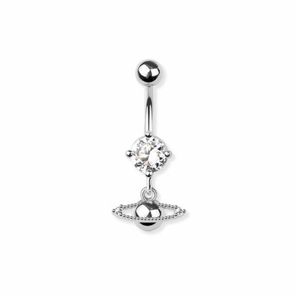 Space Saturn dangle 316l surgical steel navel belly ring