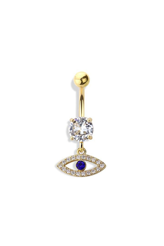 CZ evil eye 316l surgical steel navel ring