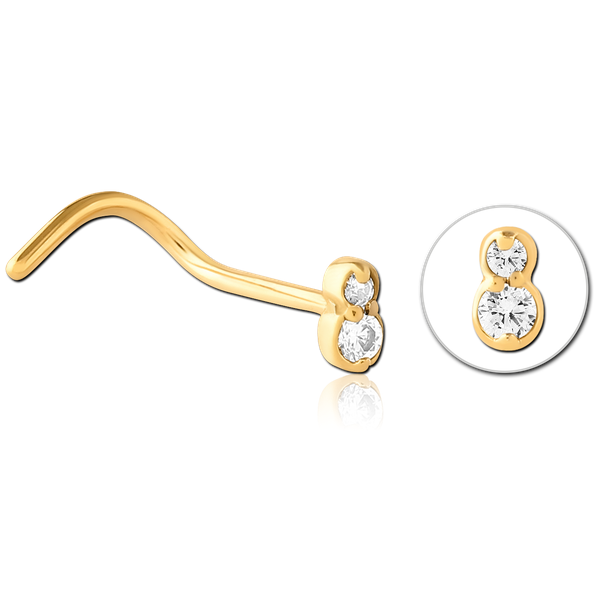 Double Jewelled Eight Nose Stud In Gold, Black, Silver & Rose Gold