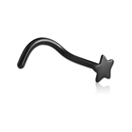 Star Nose Stud In Bright Gold PVD  & Black Steel PVD