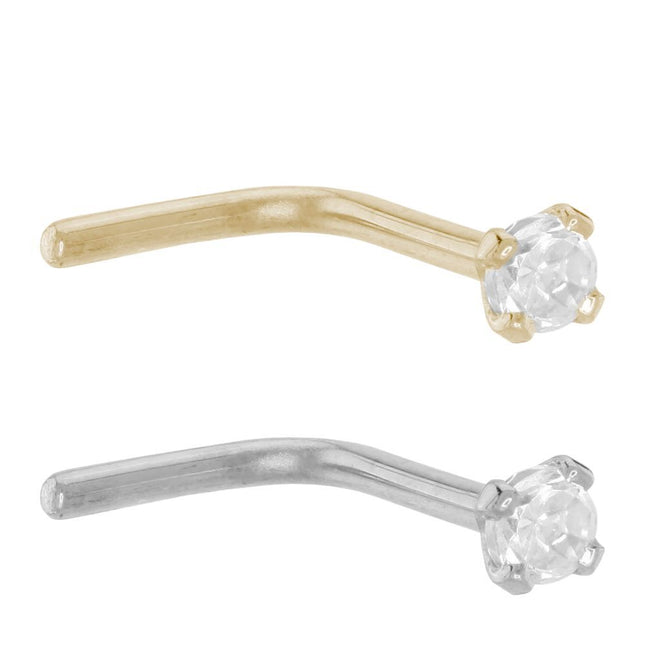 Elstern 18ct Gold Claw Set CZ Nose Stud