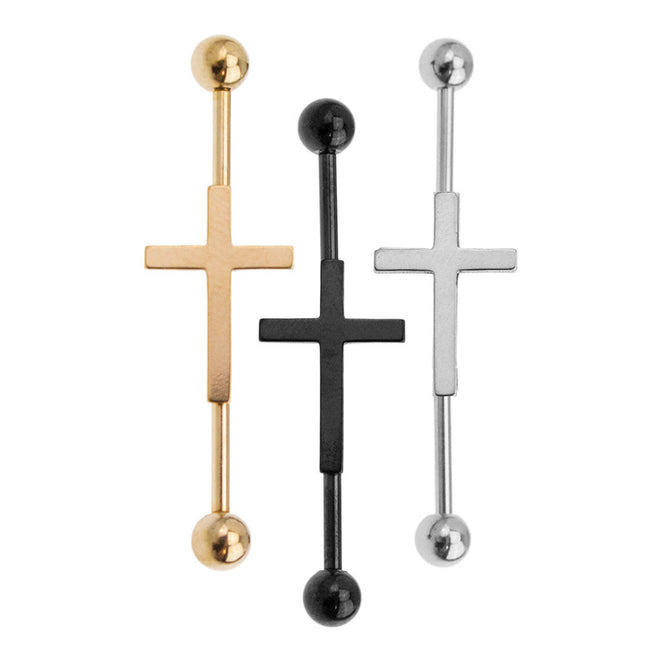 Surgical Steel Cross Industrial Barbell