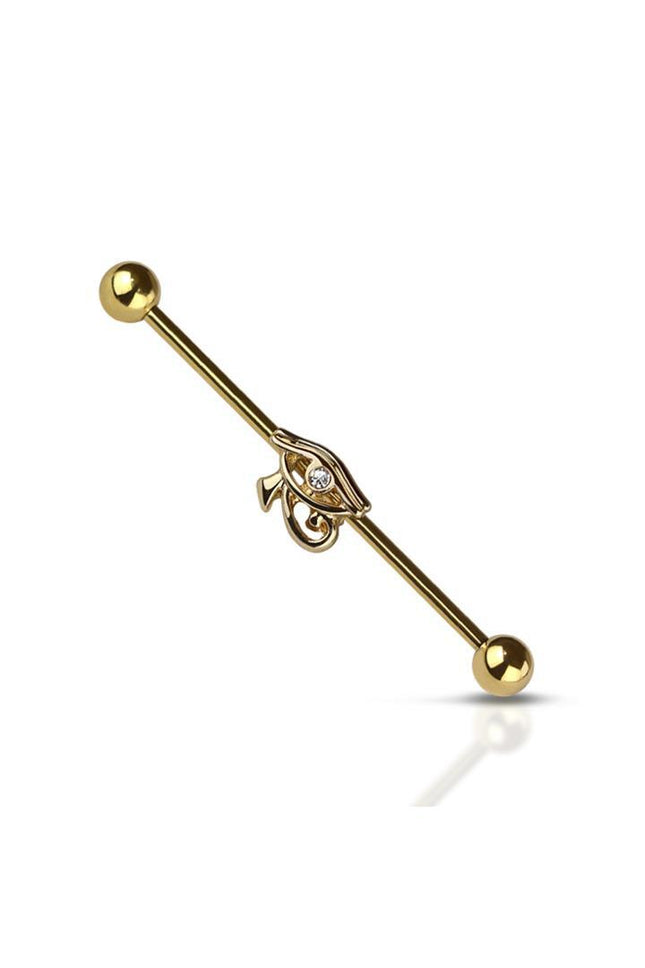 Horus eye with gem 316l surgical steel industrial barbell