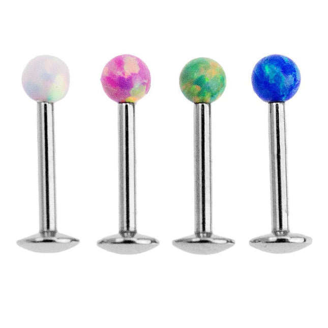 Surgical Steel Synthetic Opal Internally Threaded Labret