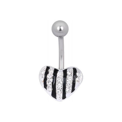Steel Basicline Jewelled Zebra Heart Navel Bananabell