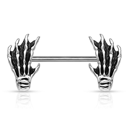 Skull Hand Surgical Steel Nipple Barbell