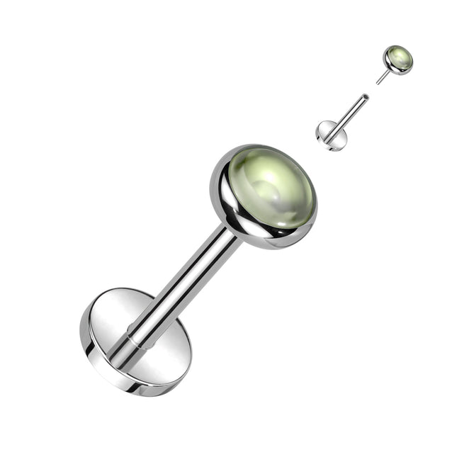 Elstern Threadless Titanium Labret With Bezel Set Natural Stone Top