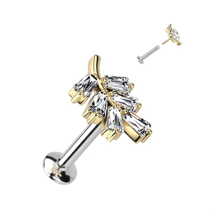 Threadless Titanium Push In Top 316L SS Labret, Convex Back Stud