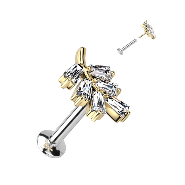 Threadless Titanium Push In Top 316L SS Labret, Convex Back Stud