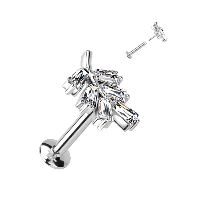 Elstern Threadless Titanium Push In Top 316L SS Labret, Convex Back Stud