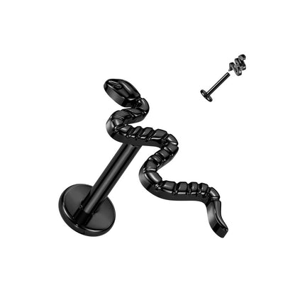 Titanium Internally Threaded Labret With Snake Top