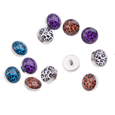 Surgical Steel Internally Threaded Leopard Print Disc