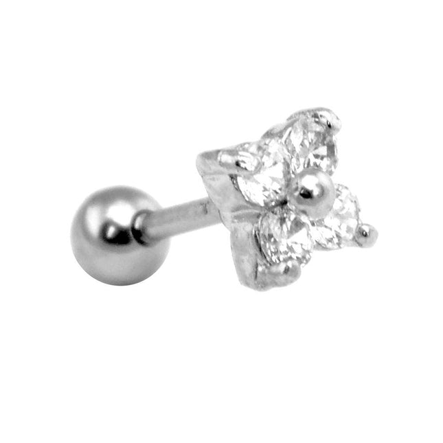 Jewelled Quad Flower Helix Barbell