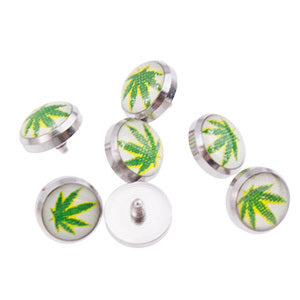 Surgical Steel Pot Leaf White Internally Threaded Disc