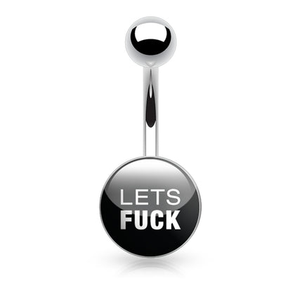 Surgical Stainless Steel Navel Naughty Text Logo