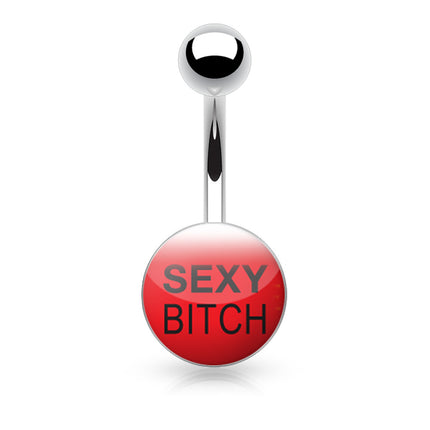 Surgical Stainless Steel Navel Naughty Text Logo