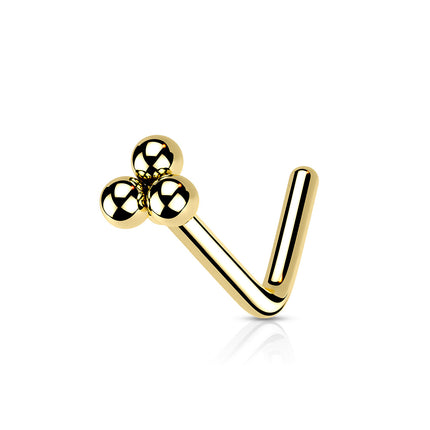 Elstern Triangular Ball Cluster Dog Leg Nose Stud