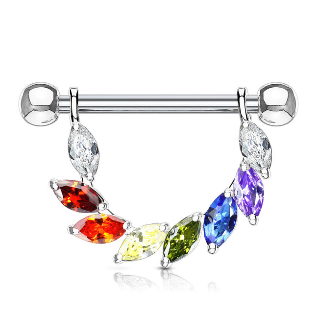 Nipple Barbell Rainbow Leaves