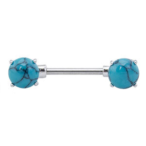 Prong Set Semi Precious Nipple Barbell