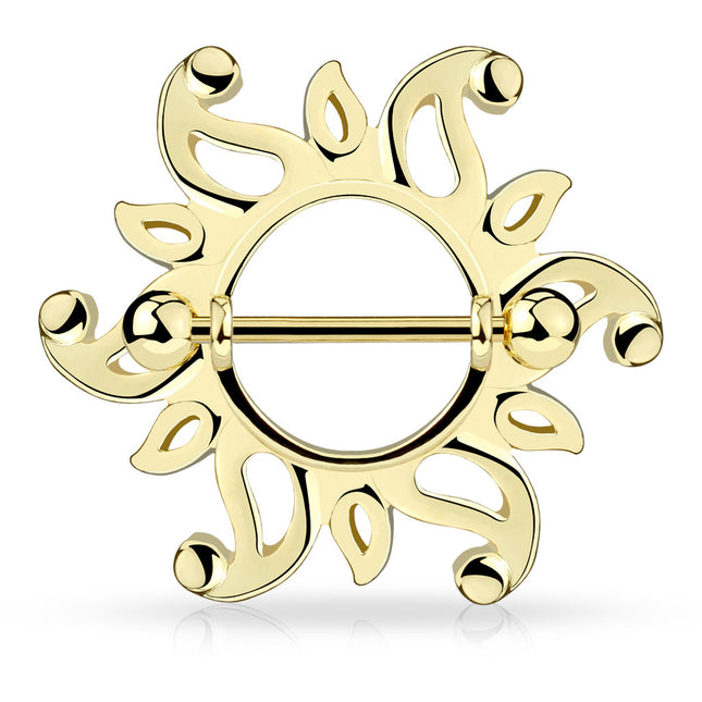 Nipple Shield Ring Sunburst Tribal Pattern