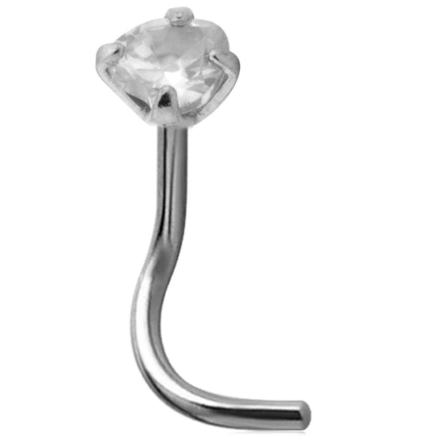 Steel Basicline Crystal Heart Setting Nose Stud
