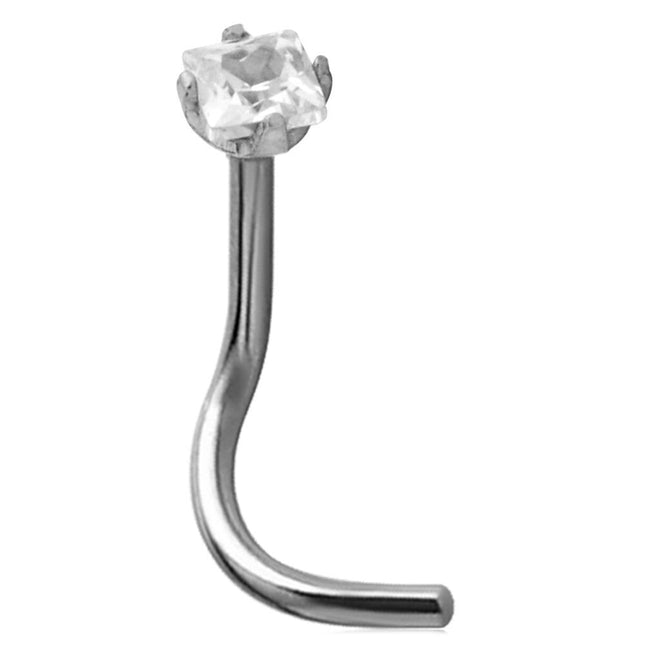 Steel Basicline Square Crystal Setting Nose Stud
