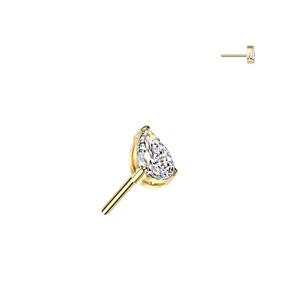Elstern Titanium Threadless Push In Teardrop Crystal Top