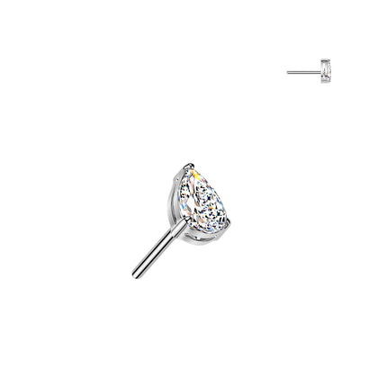 Elstern Titanium Threadless Push In Teardrop Crystal Top