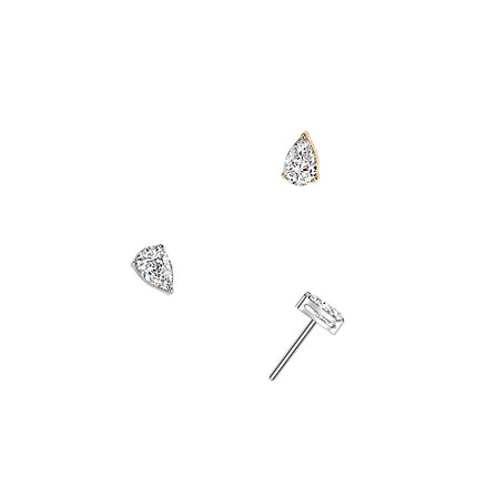 Elstern Titanium Threadless Push In Teardrop Crystal Top