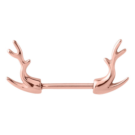 Deer Horn Nipple Barbell - in Gold, Rose Gold & Silver