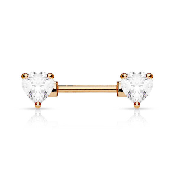 Rose Gold PVD Jewelled Heart Nipple Bar