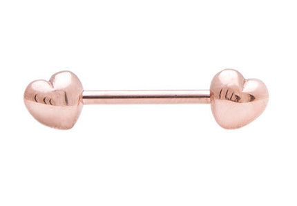 Rose Gold Nipple Bar Hearts