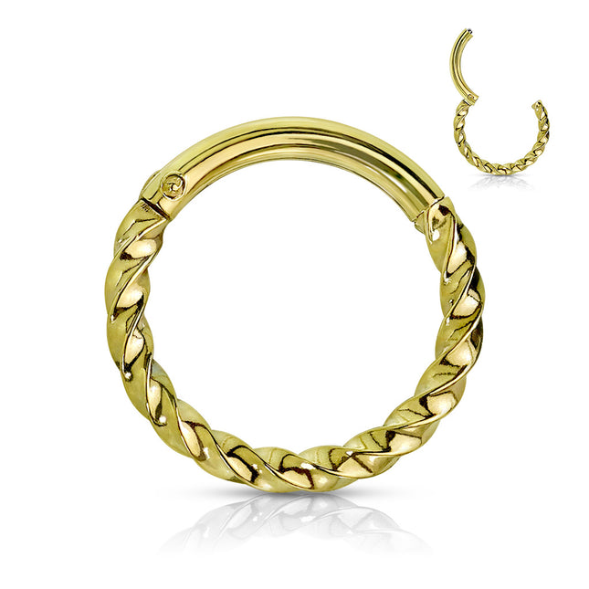 Twisted Surgical Steel Hinged Segment Ring