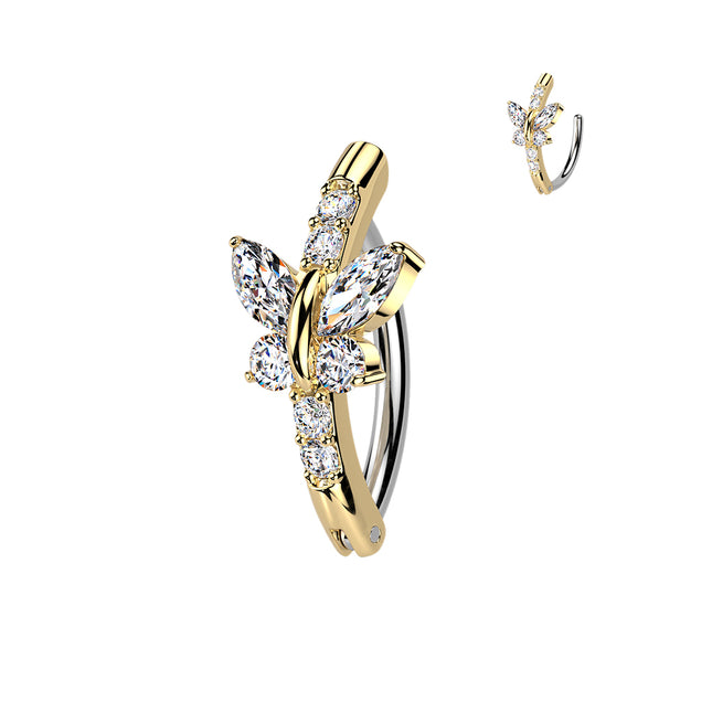 Hinged Crystal Butterfly Navel Ring