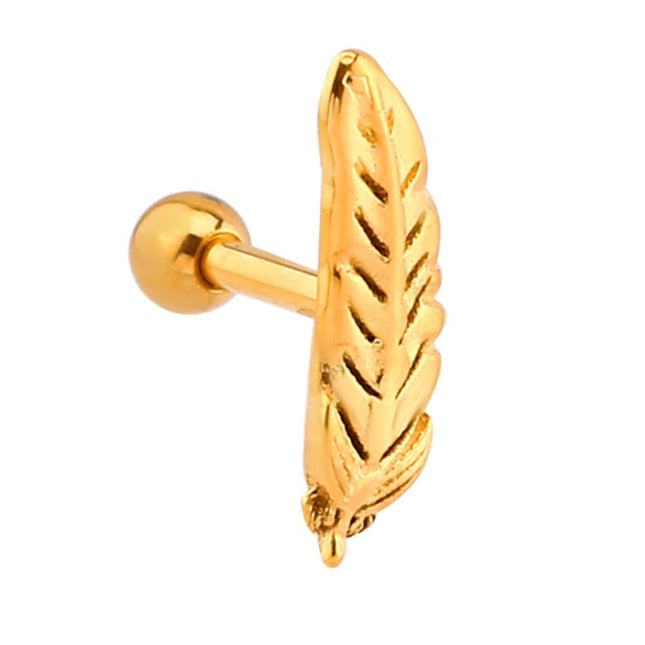 Bright Gold PVD Feather Barbell
