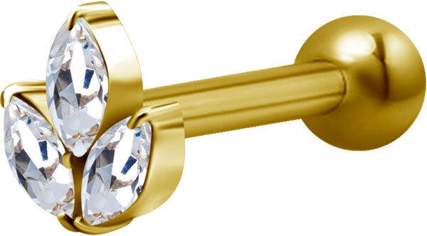 Bright Gold Decorative Jewelled Lotus Micro Barbell