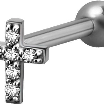 Bright Gold & Silver Decorative Jewelled Cross Micro Barbell