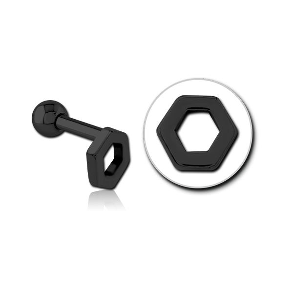 Black Steel Hollow Hexagon Decorative Micro Barbell