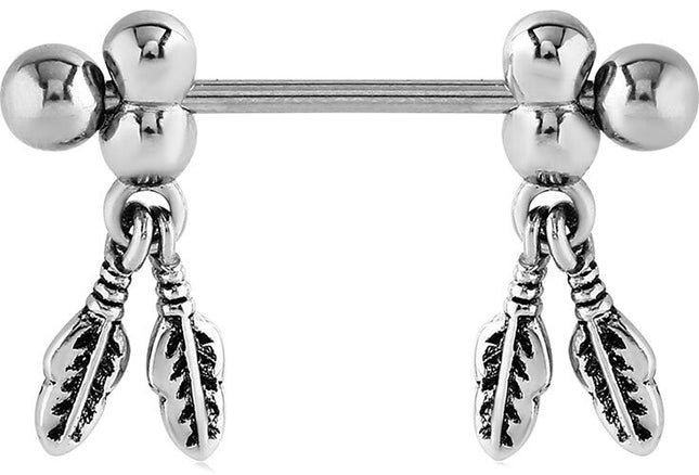 Steel Double Feather Nipple Barbell