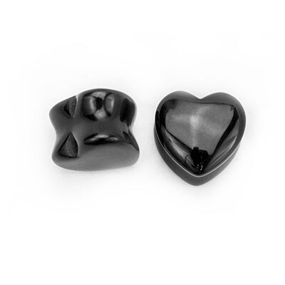 Heart Shaped Organic Black Onyx Stone Plug