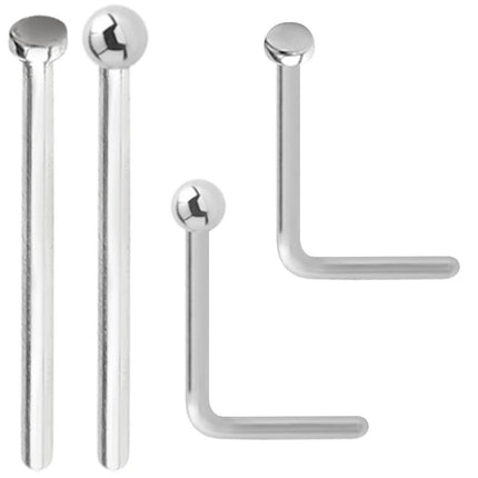 Jewellers Plain Nose Studs Flat and Ball Sterling Silver