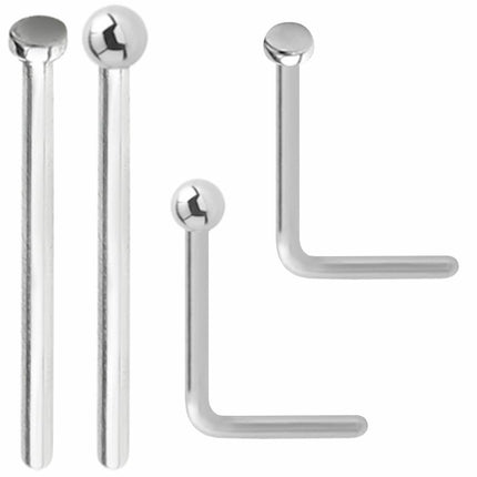 Jewellers Plain Nose Studs Flat and Ball Sterling Silver