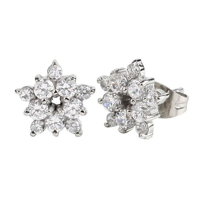 Pair of Surgical Steel Ear Studs Jewelled Snowflake