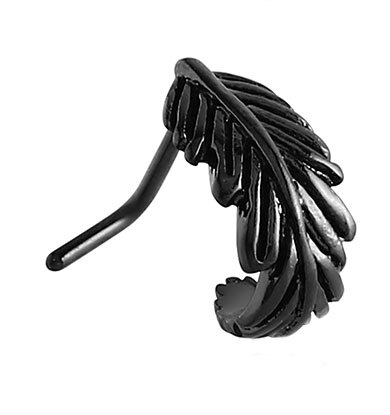 Steel Feather Wrap Around Nose Stud in Black, Gold & Rose Gold