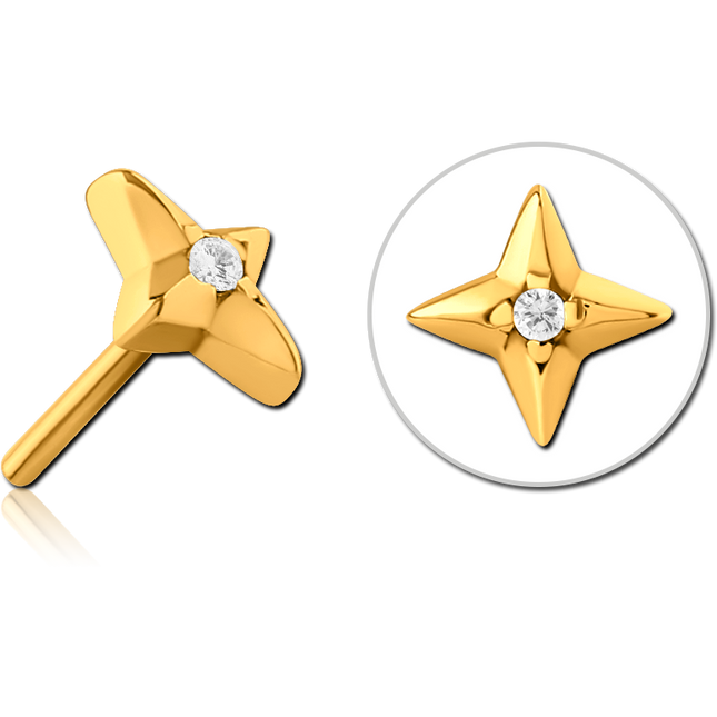 Surgical steel jewelled threadless star attachment.