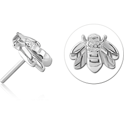 Surgical surgical steel jewelled threadless honey bee attachment.