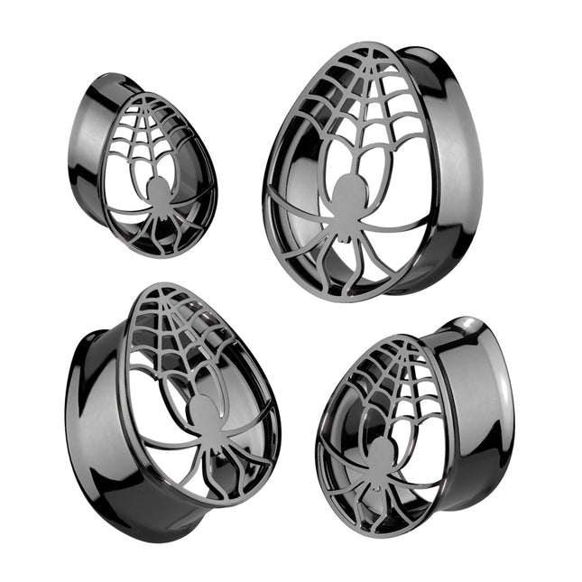Hollow Spider Tear Drop Double Flare Tunnel 8 to 16mm