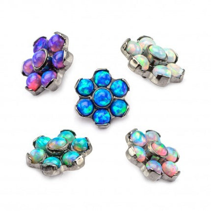 Invictus Titanium Flower Bezel Set Opal Gems