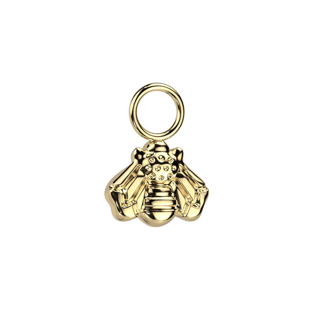 Titanium Dangle Bee Charm For Hoops, Studs and More in Silver or Gold PVD