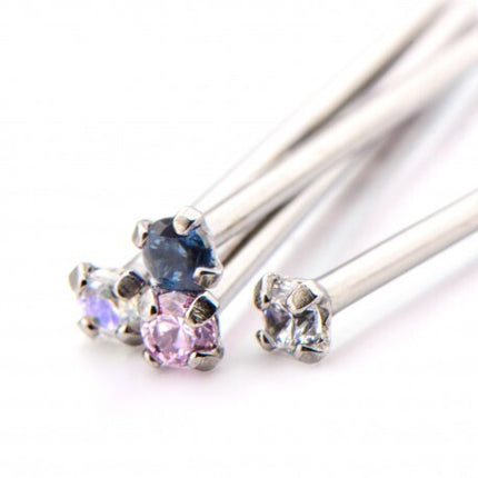Invictus Titanium Prong Set Gem Nose Pin
